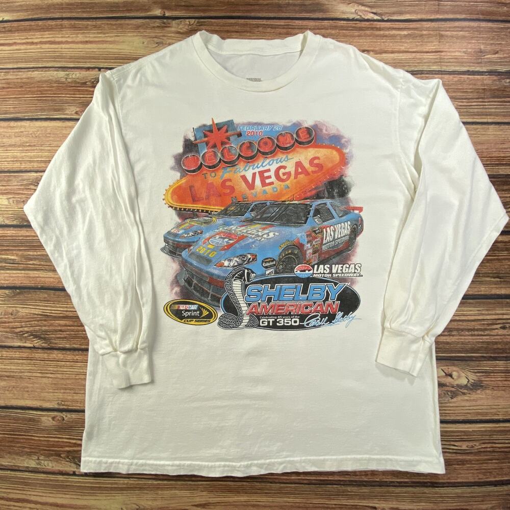 Shelby American GT350 Las Vegas Nascar Long Sleeve Shirt Mens L White
